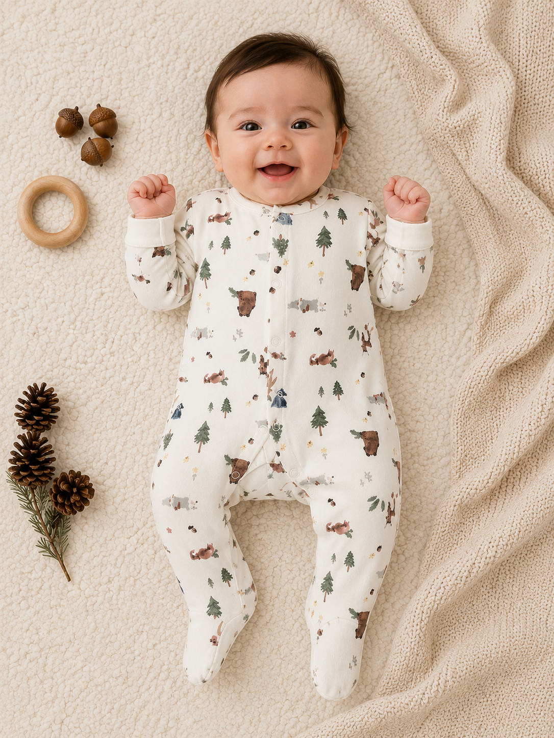 Woodland Whispers Cotton Sleepsuit