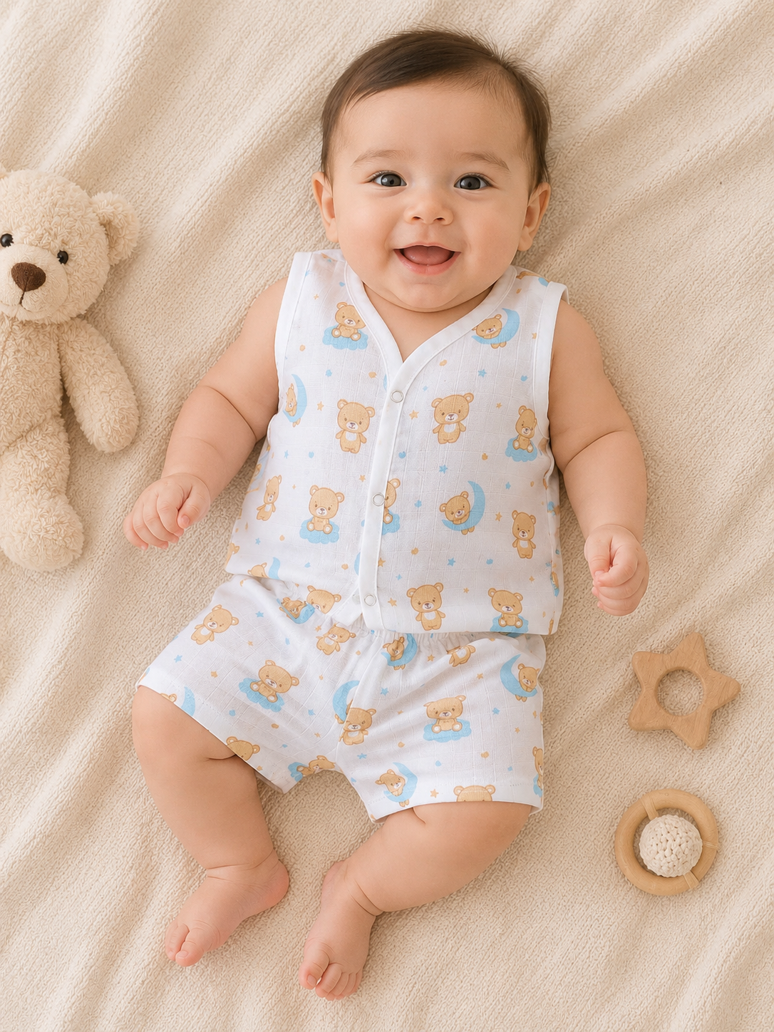 Moonbeam Teddy Muslin Shorts Set
