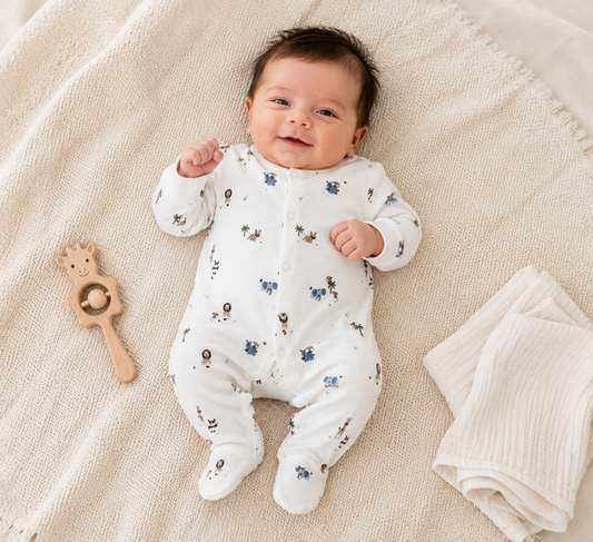 Safari Snuggles Cotton Sleepsuit