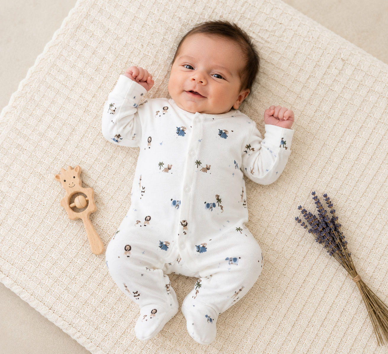 Safari Snuggles Cotton Sleepsuit