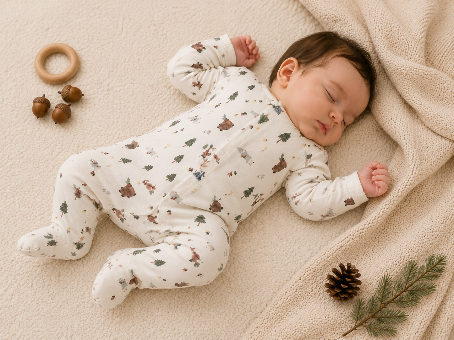 Woodland Whispers Cotton Sleepsuit