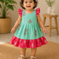 Aqua Blossom Ruffle Frock