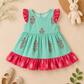 Aqua Blossom Ruffle Frock