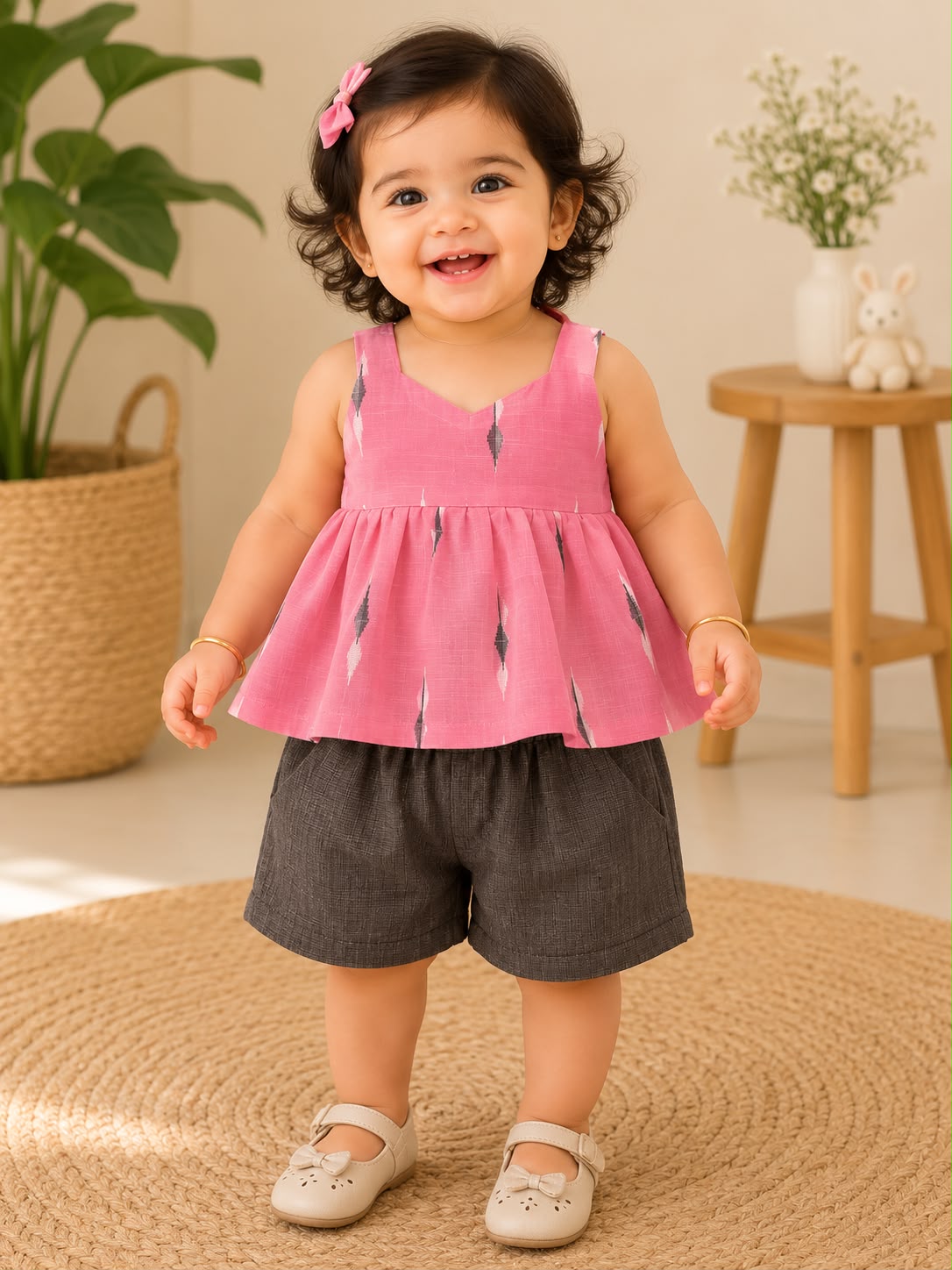 Rosy Ikat Peplum Co-ord Set