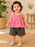 Rosy Ikat Peplum Co-ord Set