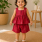 Crimson Ikat Peplum Top & Shorts Co-ord Set for Baby Girls