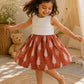 Ivory Embroidered Bodice & Rust Tree Print Cotton Dress for Girls